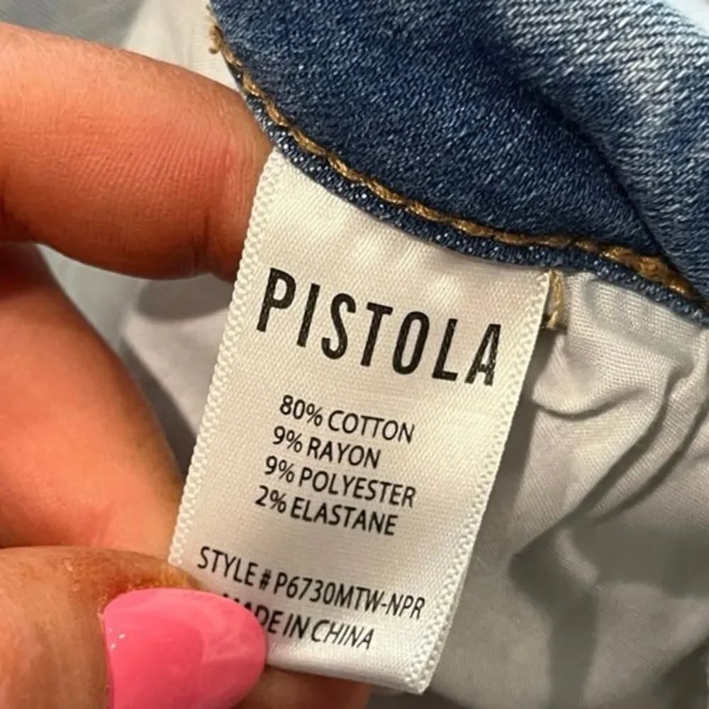 Pistola Arielle Skinny Scissor Cut Hem Jeans Mid Rise Light Wash Blue Size 33 - Picture 7 of 12